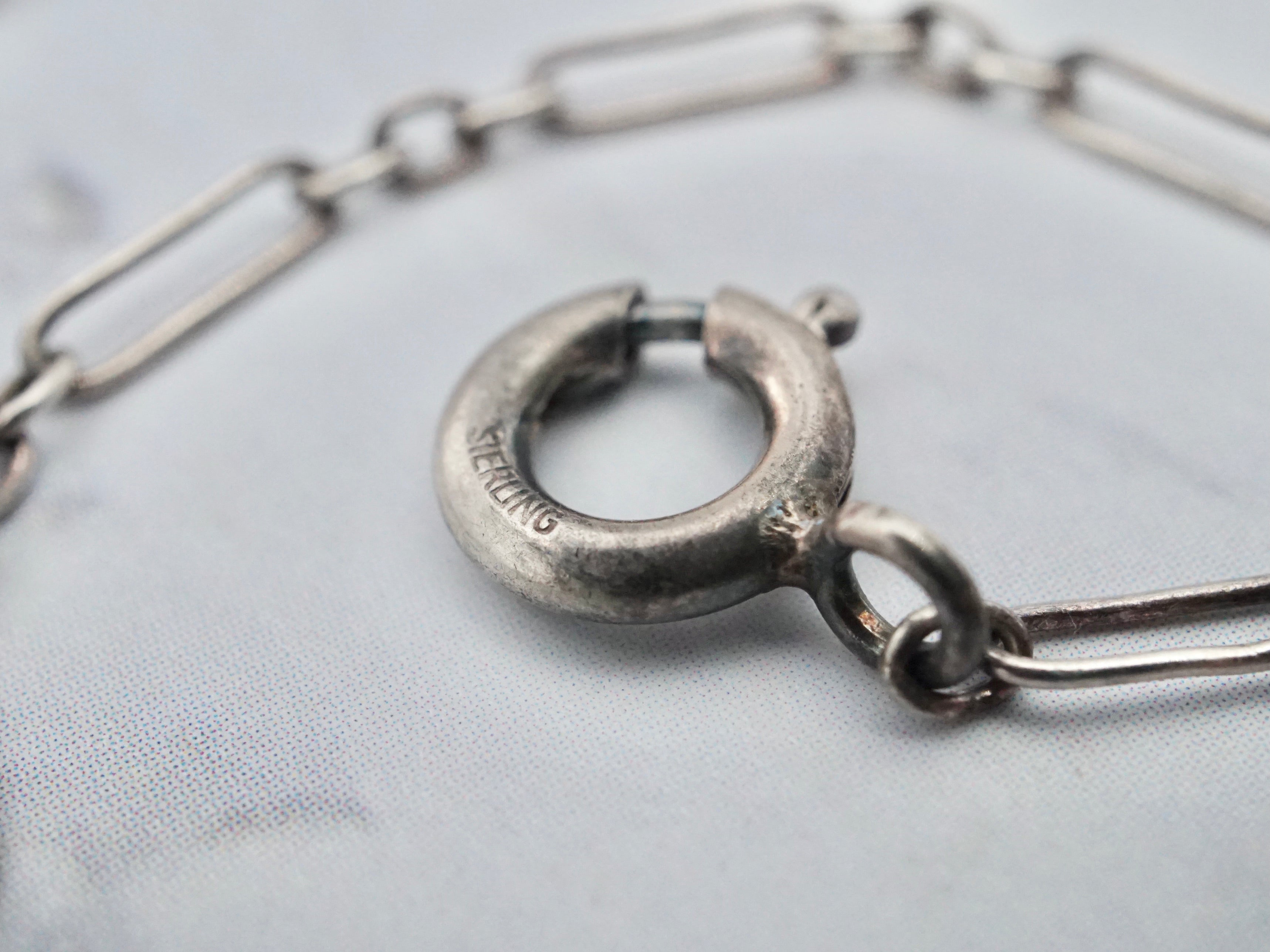 Antique .800 silver long & short link chain, 22.5"
